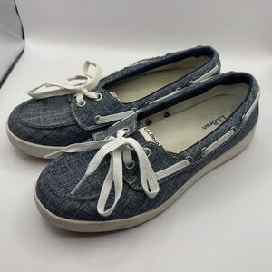 Women's LL Bean Canvas Deck Boat Shoe Loafers - size 7